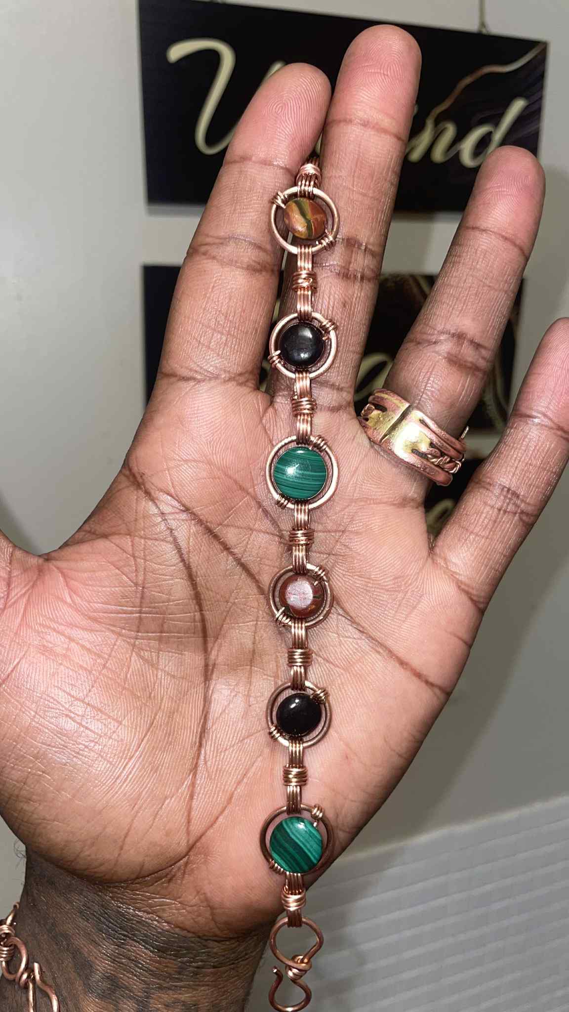 Hand-wrapped Copper Crystal Bracelet
