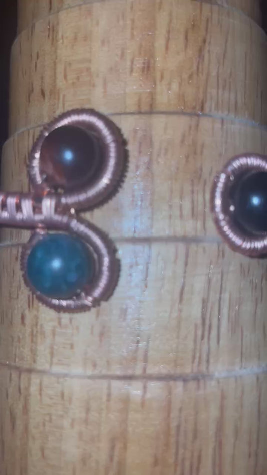 10mm (Round) Hand-Made Triple-Stoned Copper-Wrapped Bangle