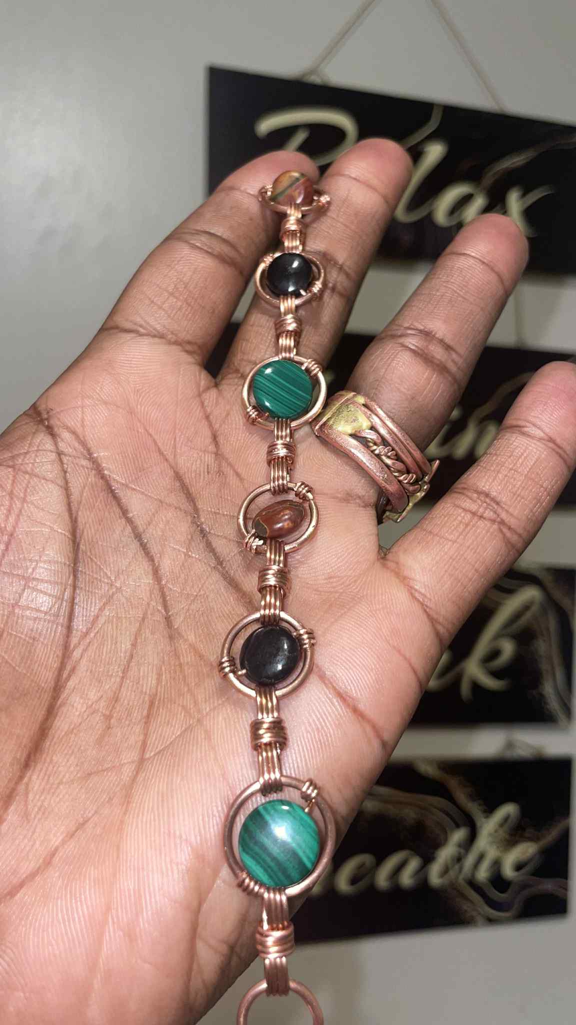 Hand-wrapped Copper Crystal Bracelet