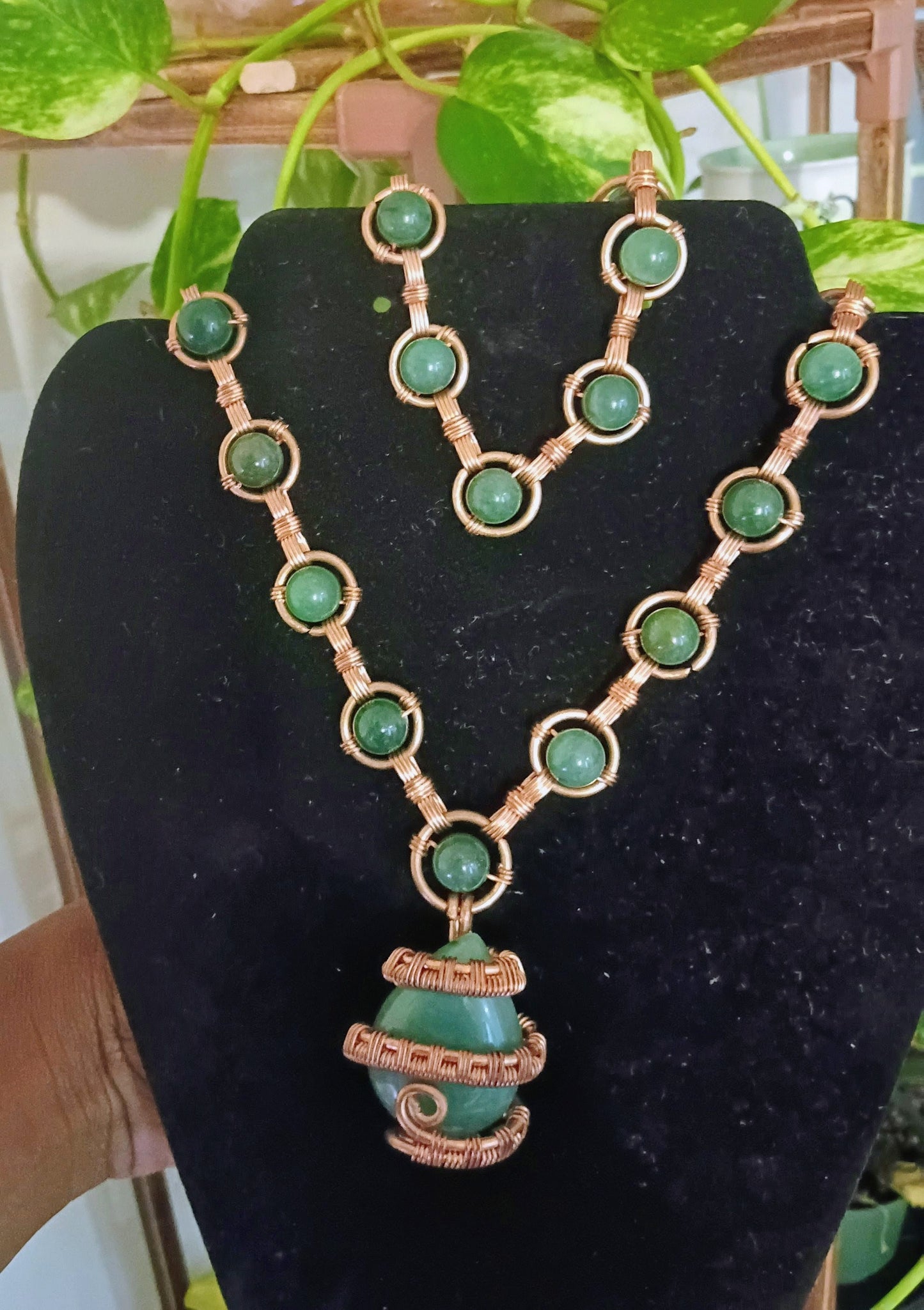 Copper-Wrapped Lime Green Aventurine Bundle